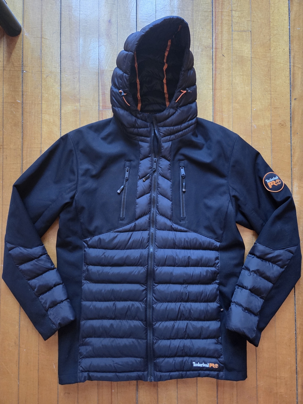 Timberland PRO Hooded Quilted-Panel Jacket L - BLK /Orange Trim